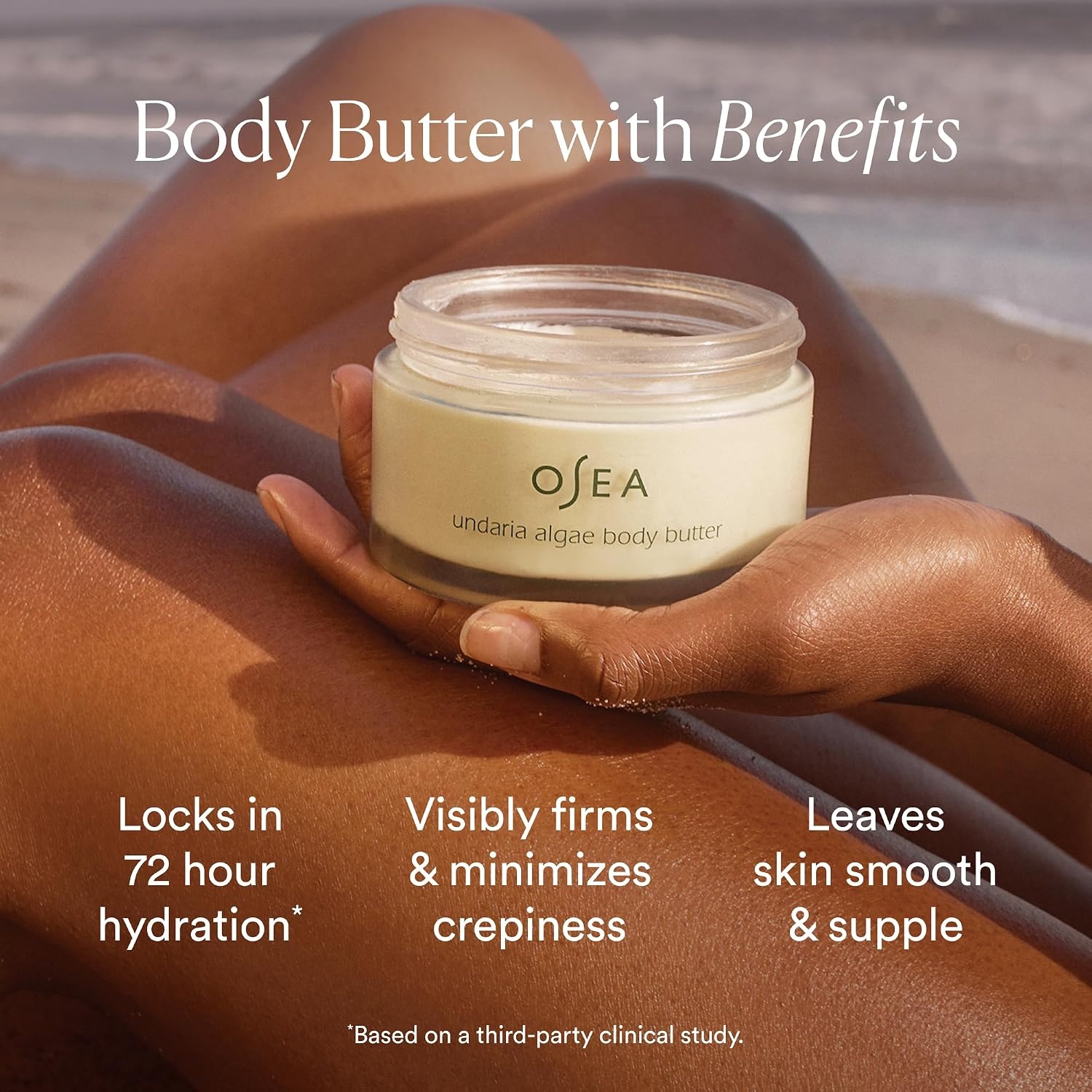 image:imageOSEA Undaria Algae Body Butter 67 oz For Dry Skin Ultra Hydrating Whipped Shea Butter Ceramides Vegan Skincare amp Clean Bodycare Thick Body Cream For Extremely Dry Crepey Skin Ultra Hydrating Dry amp Crepey Skin FirmerLooking Skin Thick Cream Texture Undaria Seaweed Clean amp VeganWhite