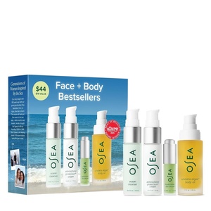 OSEA Face + Body Bestsellers, 4-Piece Skin Care Travel-friendly Set | Face Cleanser • Face Cream • Hyaluronic Serum • Body Oil • Cleanse, Hydrate & Glow • Deep Moisturization • Gift-Ready Routine